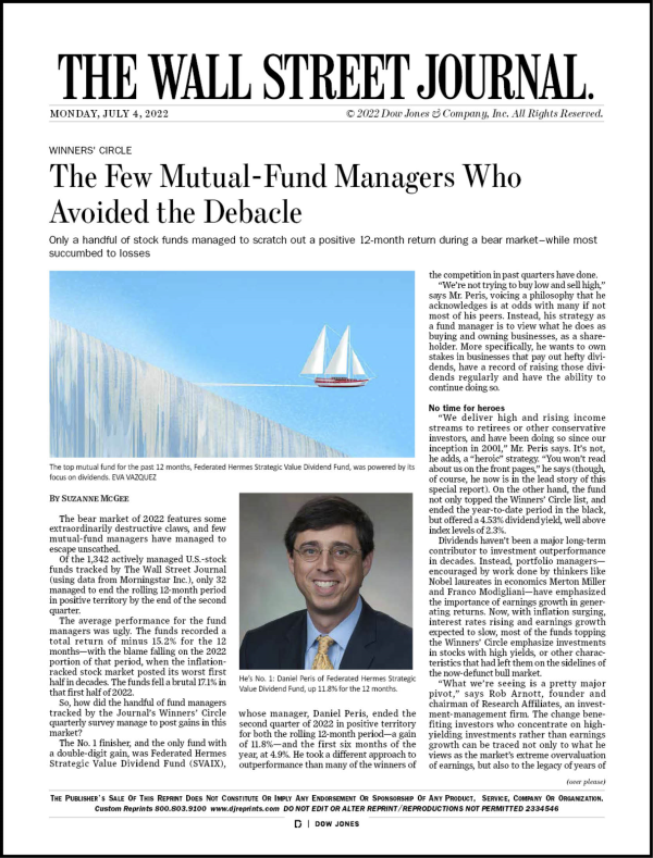 Wall Street Journal: Portfolio Manager Mike Morey and Dividend Harvest Fund Featured in ‘The Few Mutual Fund Managers Who Avoided the Debacle’